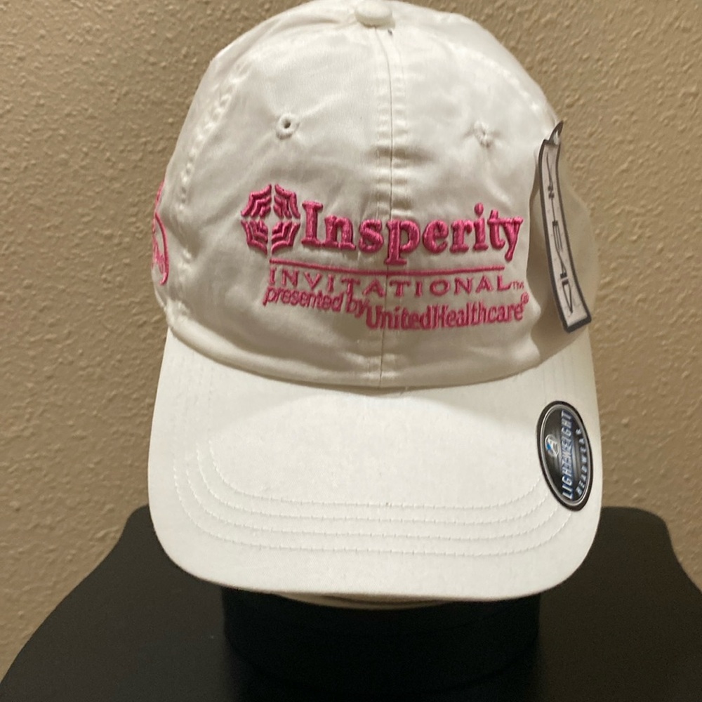 NWT, pink and white Insperity Invitational golf hat.